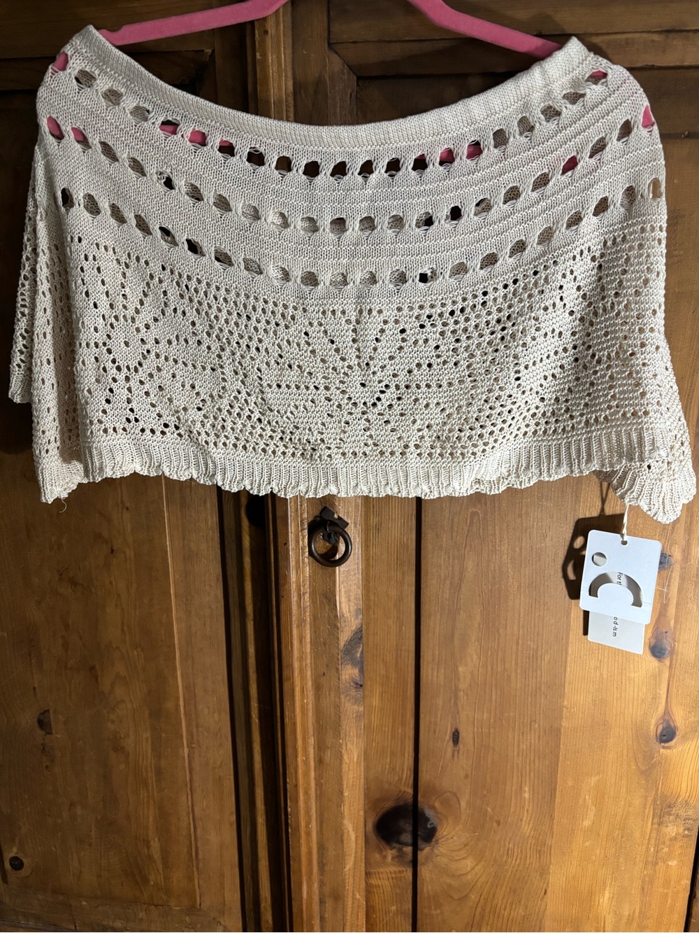 Crochet Maxi Dress in Cream with Caplet - Picture 10 of 11